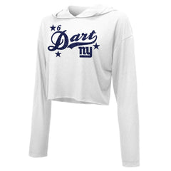 Jaxson Dart  Majestic Threads Women's Glitter Wordmark Hoodie - New York Giants