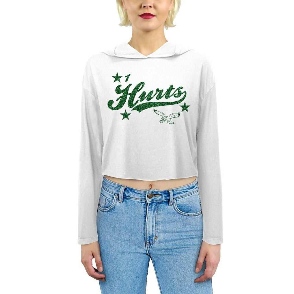 Jalen Hurts  Majestic Threads Women's Glitter Wordmark Hoodie - Philadelphia Eagles