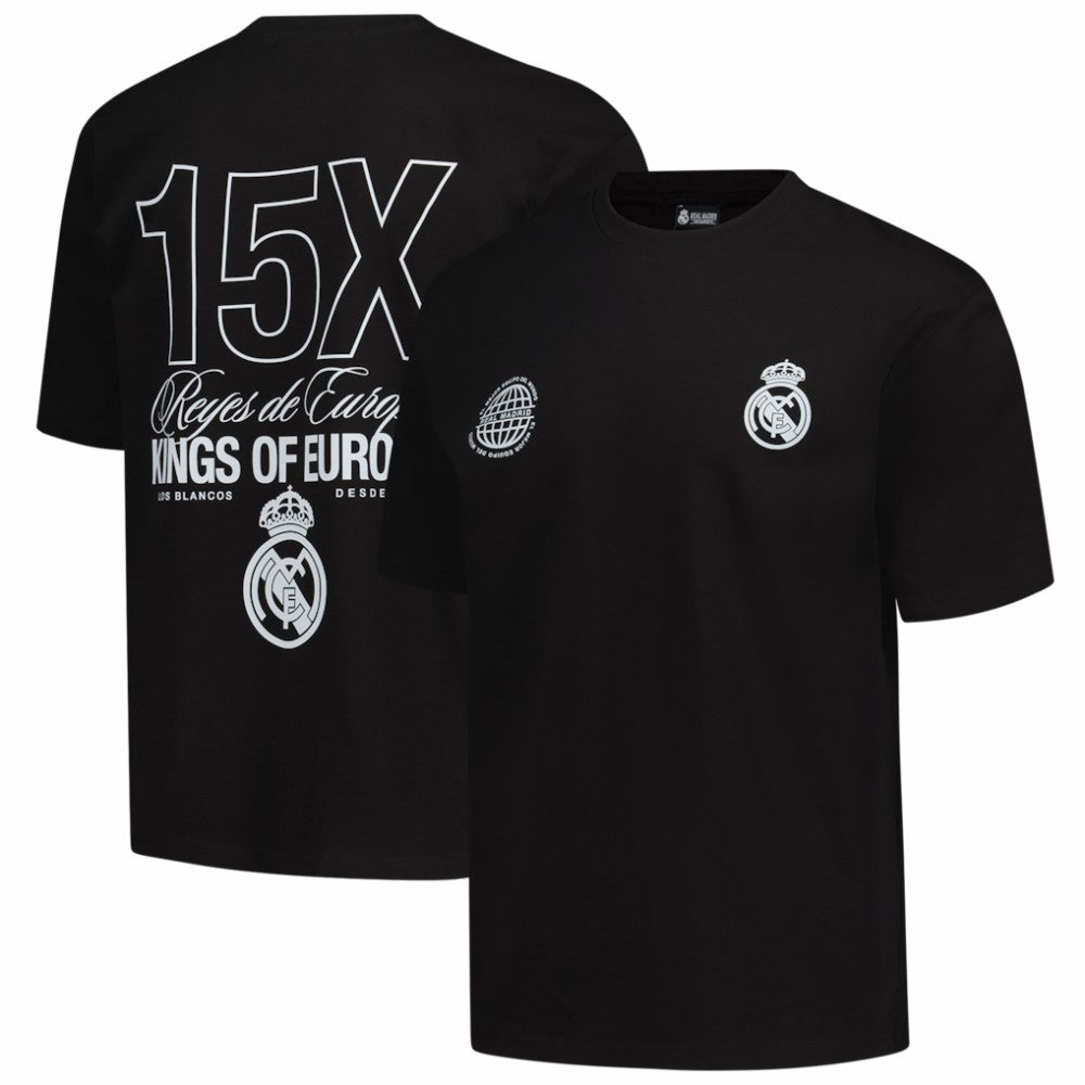Real Madrid Peace Collective Unisex European Champions Heavyweight T-Shirt -  Black