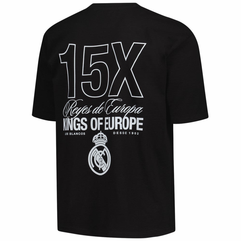 Real Madrid Peace Collective Unisex European Champions Heavyweight T-Shirt -  Black