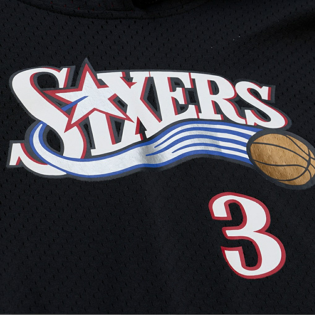 NBA Allen Iverson Philadelphia 76ers Mesh Name & Number Short Sleeve Hoodie