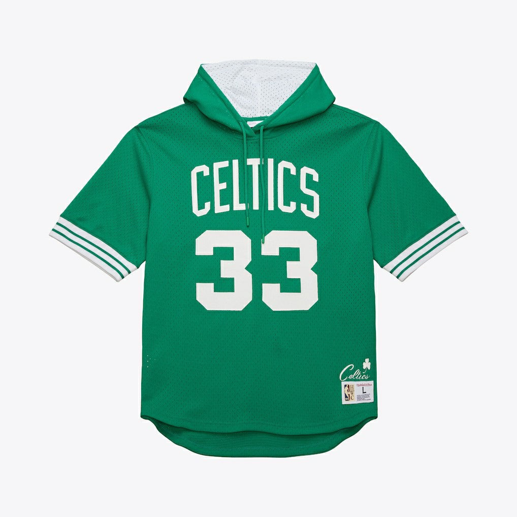 NBA Larry Bird Boston Celtics Mesh Name & Number Short Sleeve Hoodie