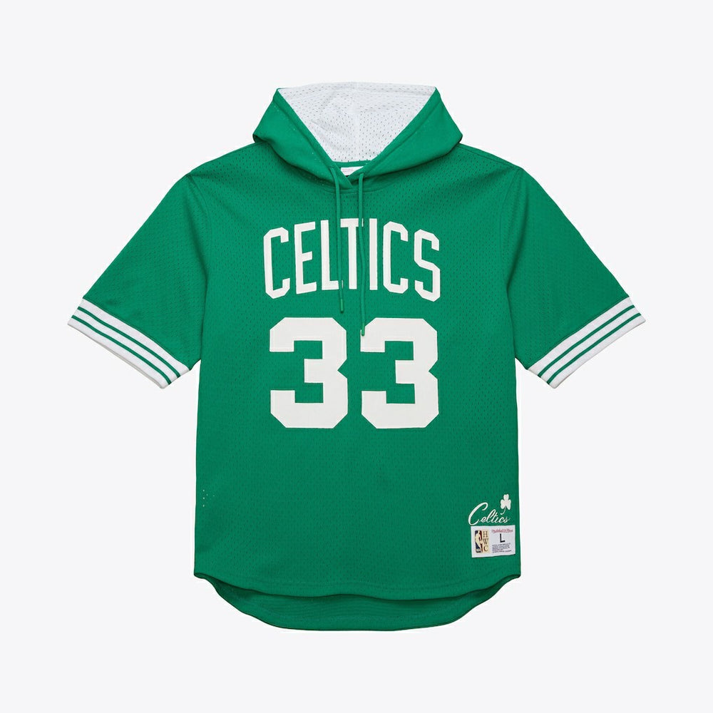 NBA Larry Bird Boston Celtics Mesh Name & Number Short Sleeve Hoodie