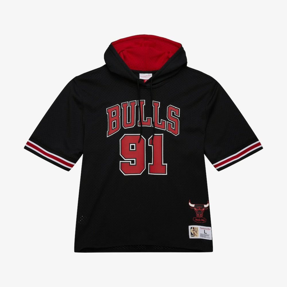 NBA Dennis Rodman Chicago Bulls Mesh Name & Number Short Sleeve Hoodie sale