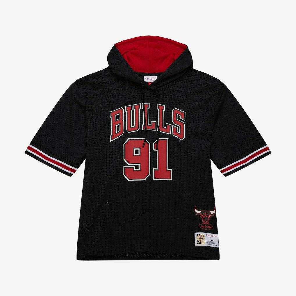 NBA Dennis Rodman Chicago Bulls Mesh Name & Number Short Sleeve Hoodie sale