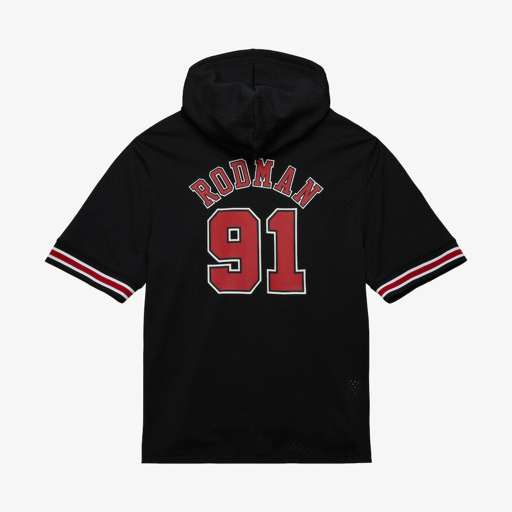 NBA Dennis Rodman Chicago Bulls Mesh Name & Number Short Sleeve Hoodie sale