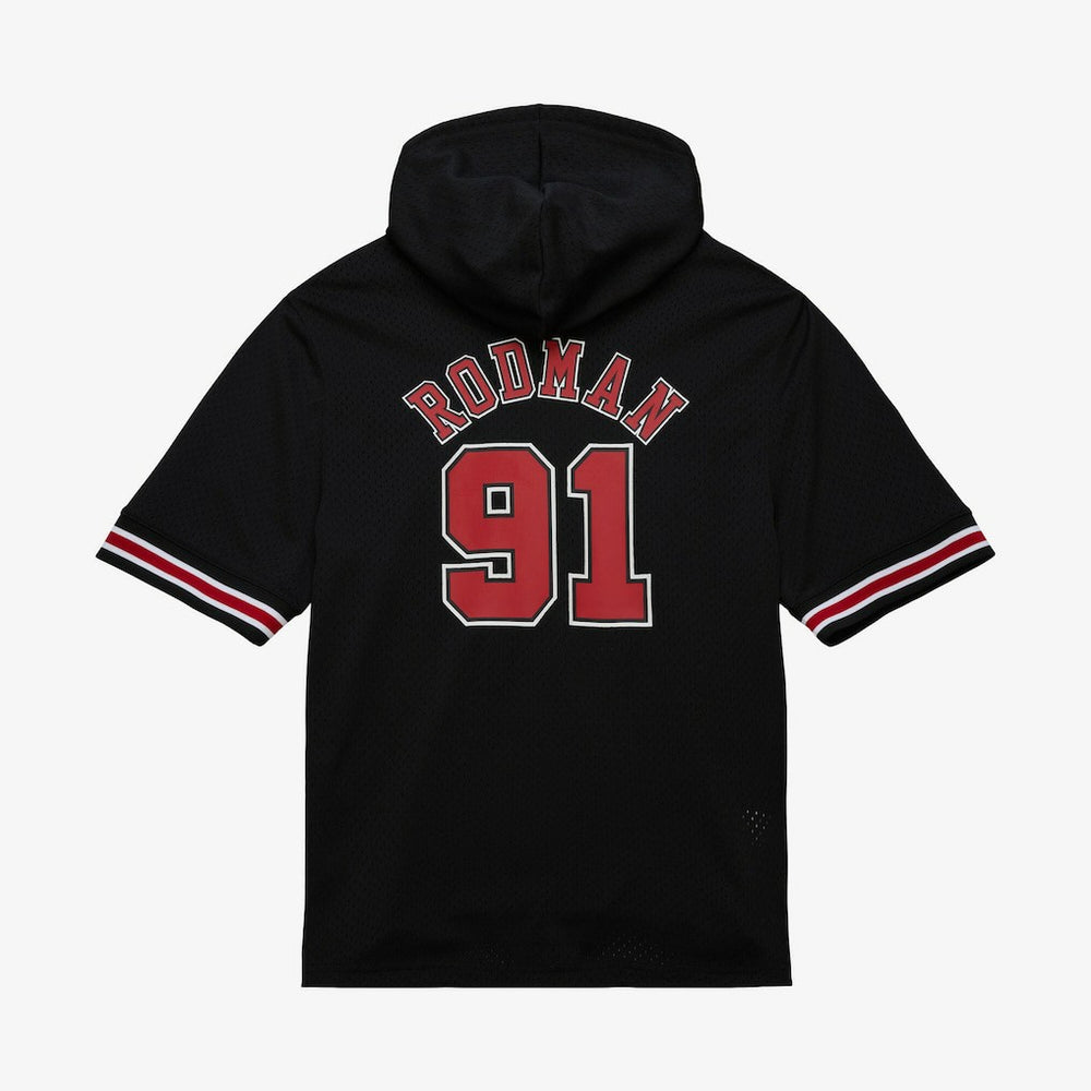 NBA Dennis Rodman Chicago Bulls Mesh Name & Number Short Sleeve Hoodie sale
