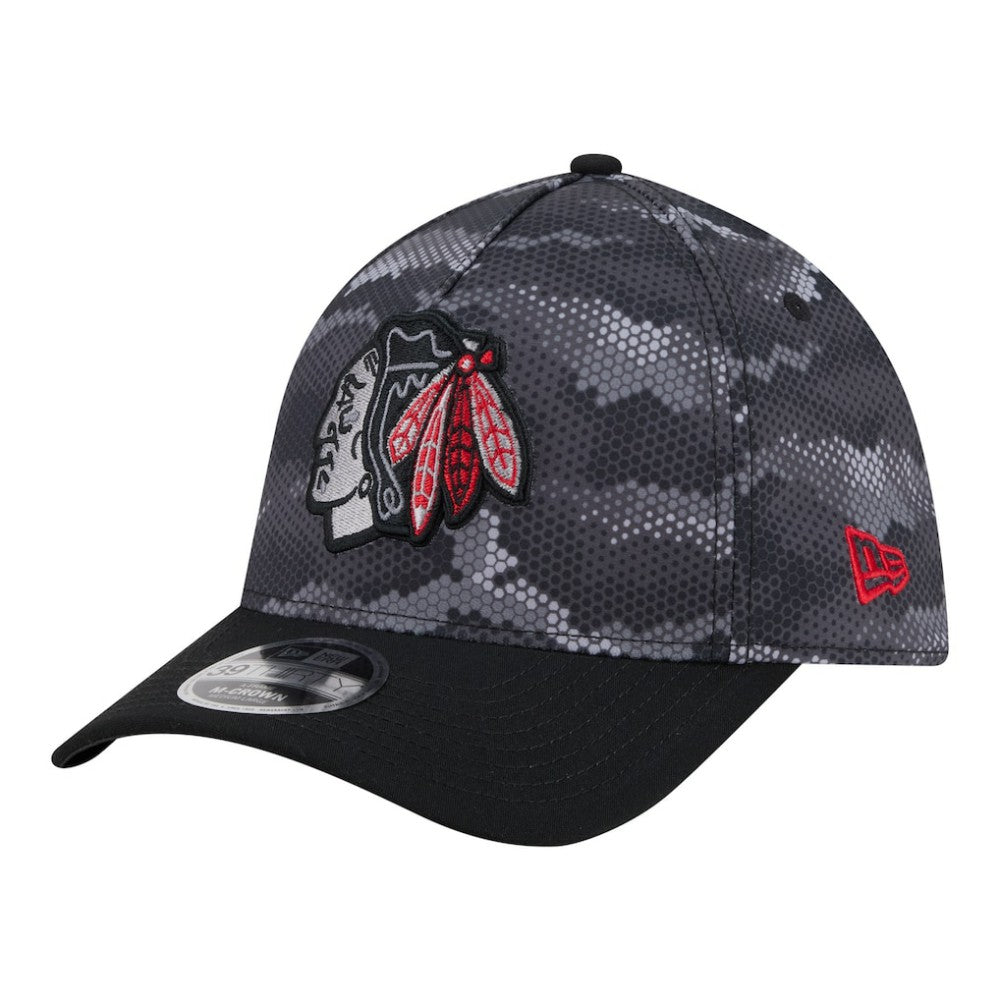 NHL Black Chicago Blackhawks New Era Zero Dark 39THIRTY Flex Hat