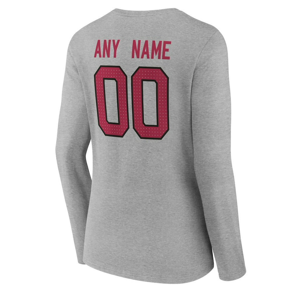 Women's Team Authentic Personalized Name & Number Long Sleeve V-Neck T-Shirt - Arizona Cardinals