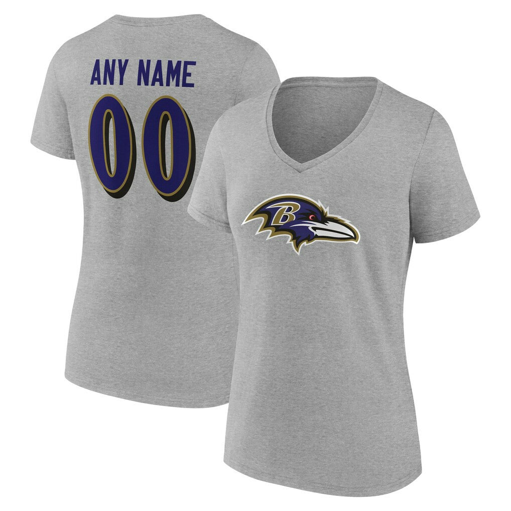 Women's Team Authentic Personalized Name & Number V-Neck T-Shirt - Baltimore Ravens