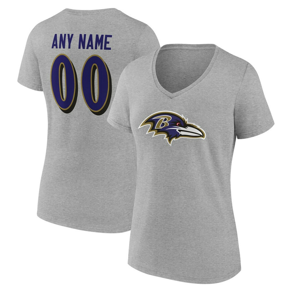 Women's Team Authentic Personalized Name & Number V-Neck T-Shirt - Baltimore Ravens