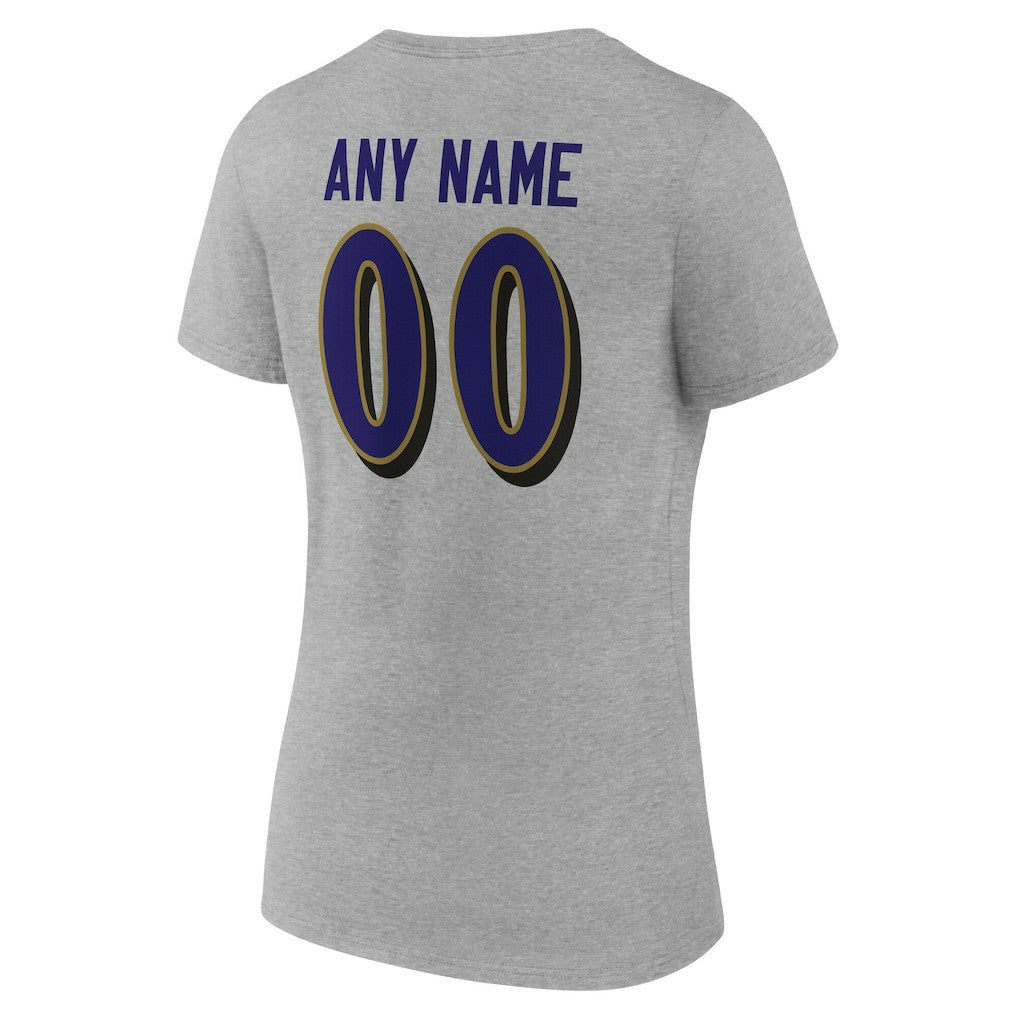 Women's Team Authentic Personalized Name & Number V-Neck T-Shirt - Baltimore Ravens