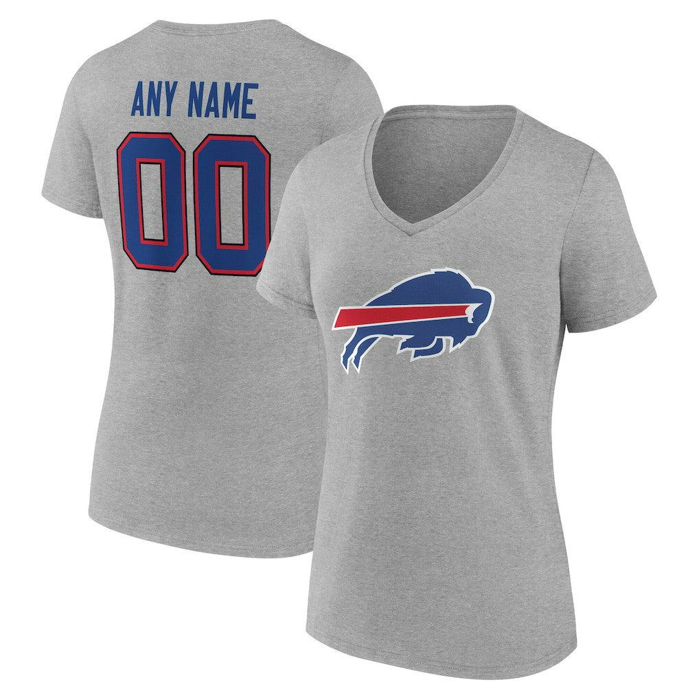 Women's Team Authentic Personalized Name & Number V-Neck T-Shirt - Buffalo Bills