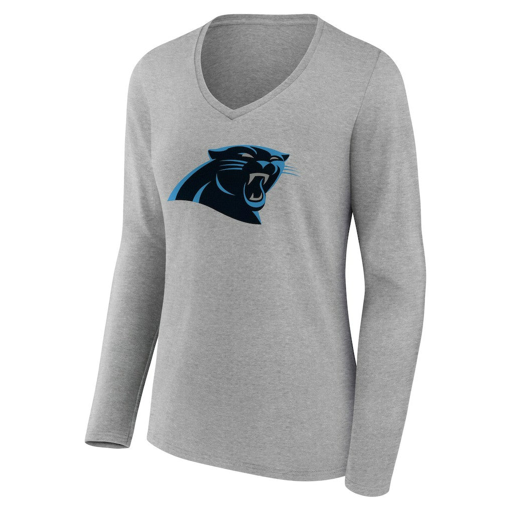 Women's Team Authentic Personalized Name & Number Long Sleeve V-Neck T-Shirt - Carolina Panthers