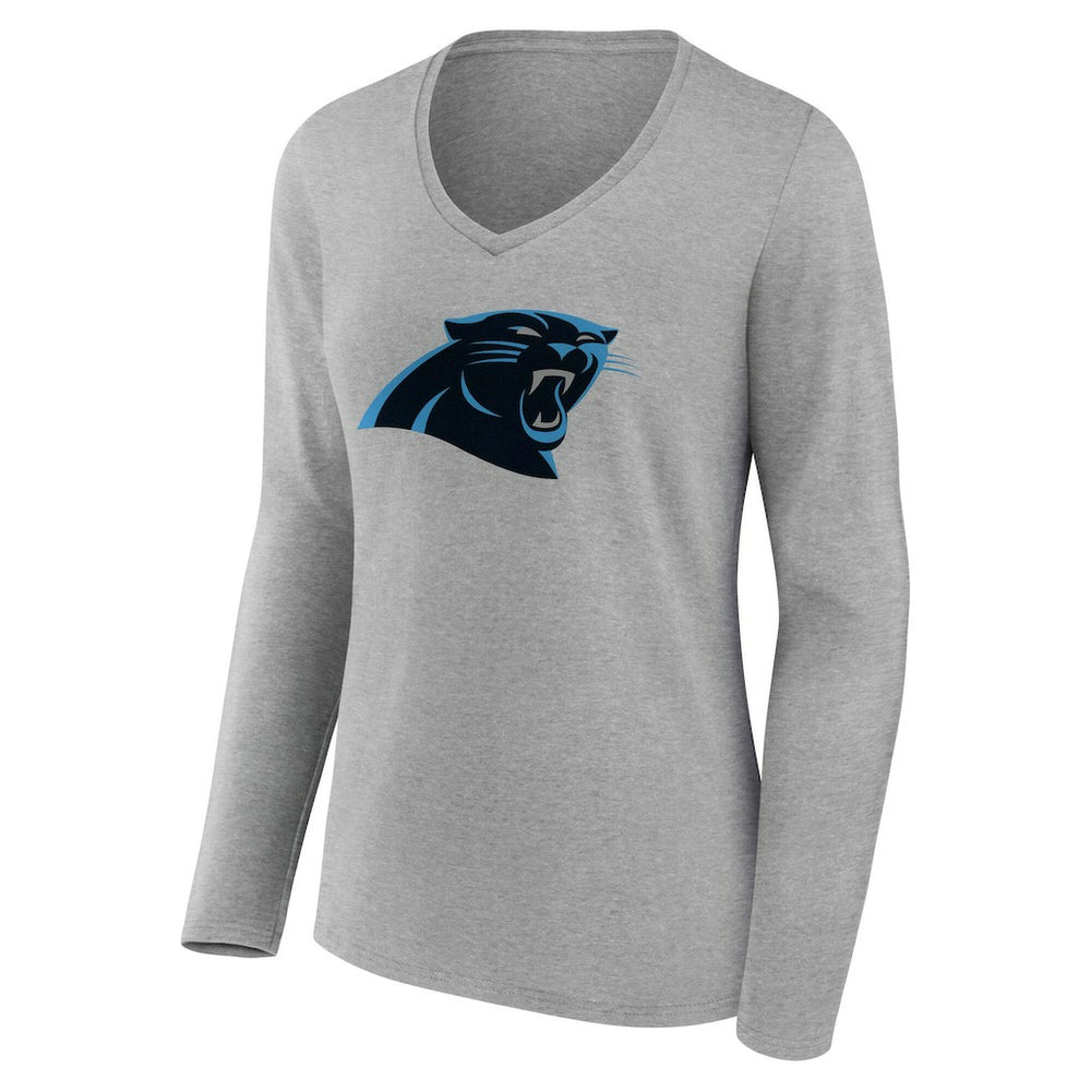 Women's Team Authentic Personalized Name & Number Long Sleeve V-Neck T-Shirt - Carolina Panthers