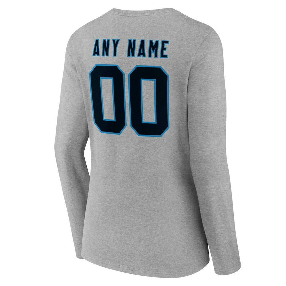Women's Team Authentic Personalized Name & Number Long Sleeve V-Neck T-Shirt - Carolina Panthers