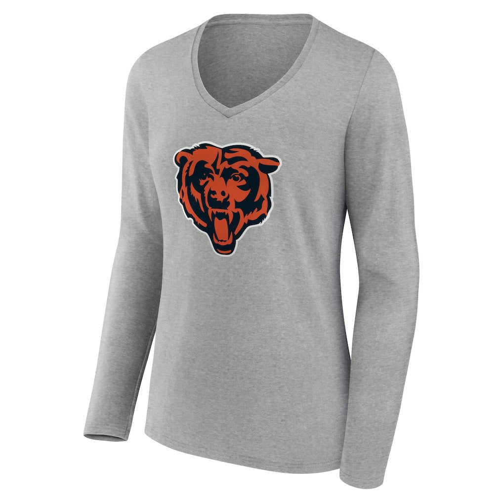 Women's Team Authentic Personalized Name & Number Long Sleeve V-Neck T-Shirt - Chicago Bears