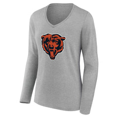 Women's Team Authentic Personalized Name & Number Long Sleeve V-Neck T-Shirt - Chicago Bears