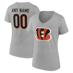 Women's Team Authentic Personalized Name & Number V-Neck T-Shirt - Cincinnati Bengals