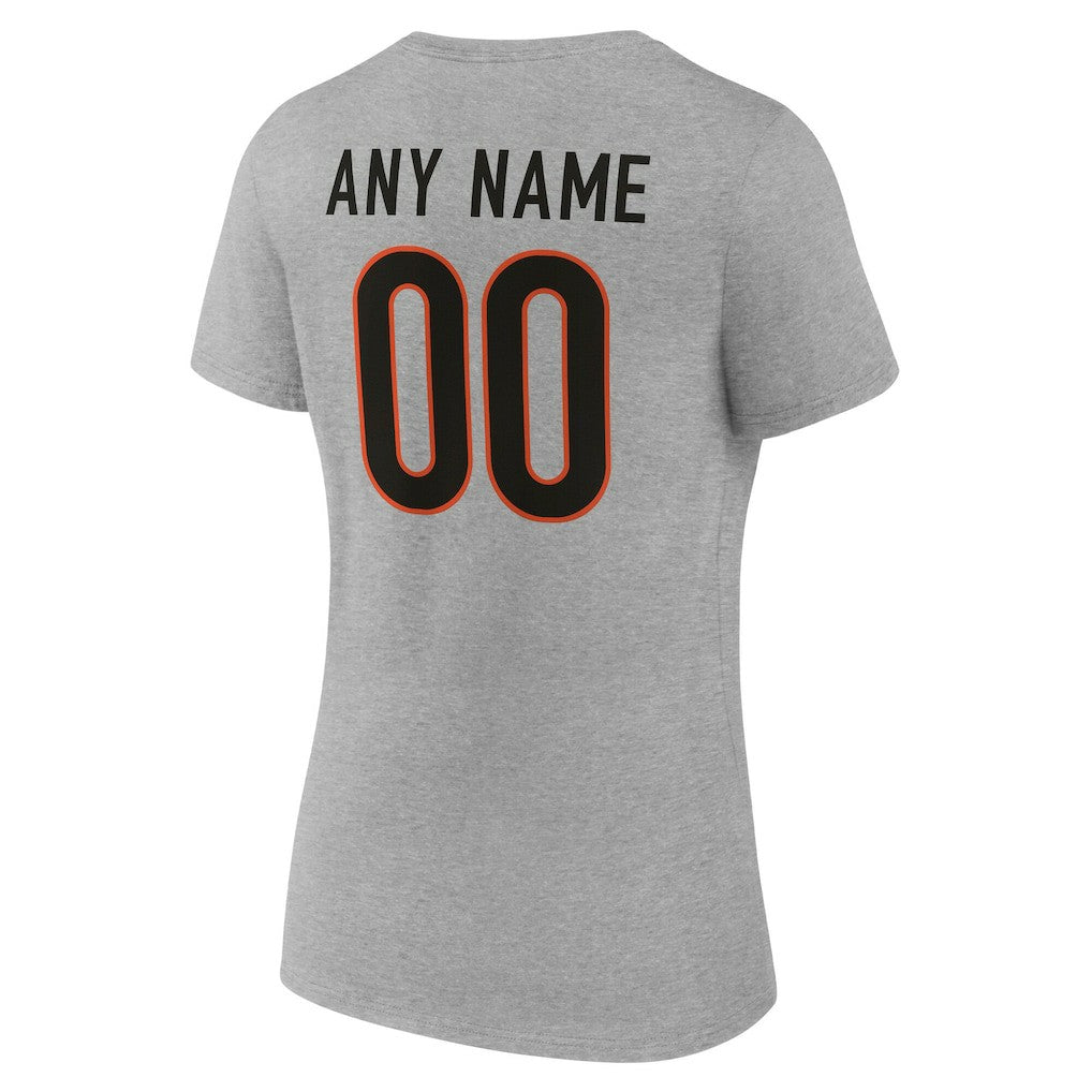 Women's Team Authentic Personalized Name & Number V-Neck T-Shirt - Cincinnati Bengals