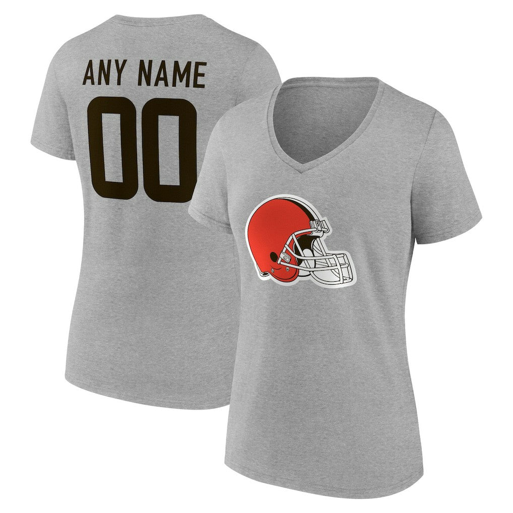 Women's Team Authentic Personalized Name & Number V-Neck T-Shirt - Cleveland Browns