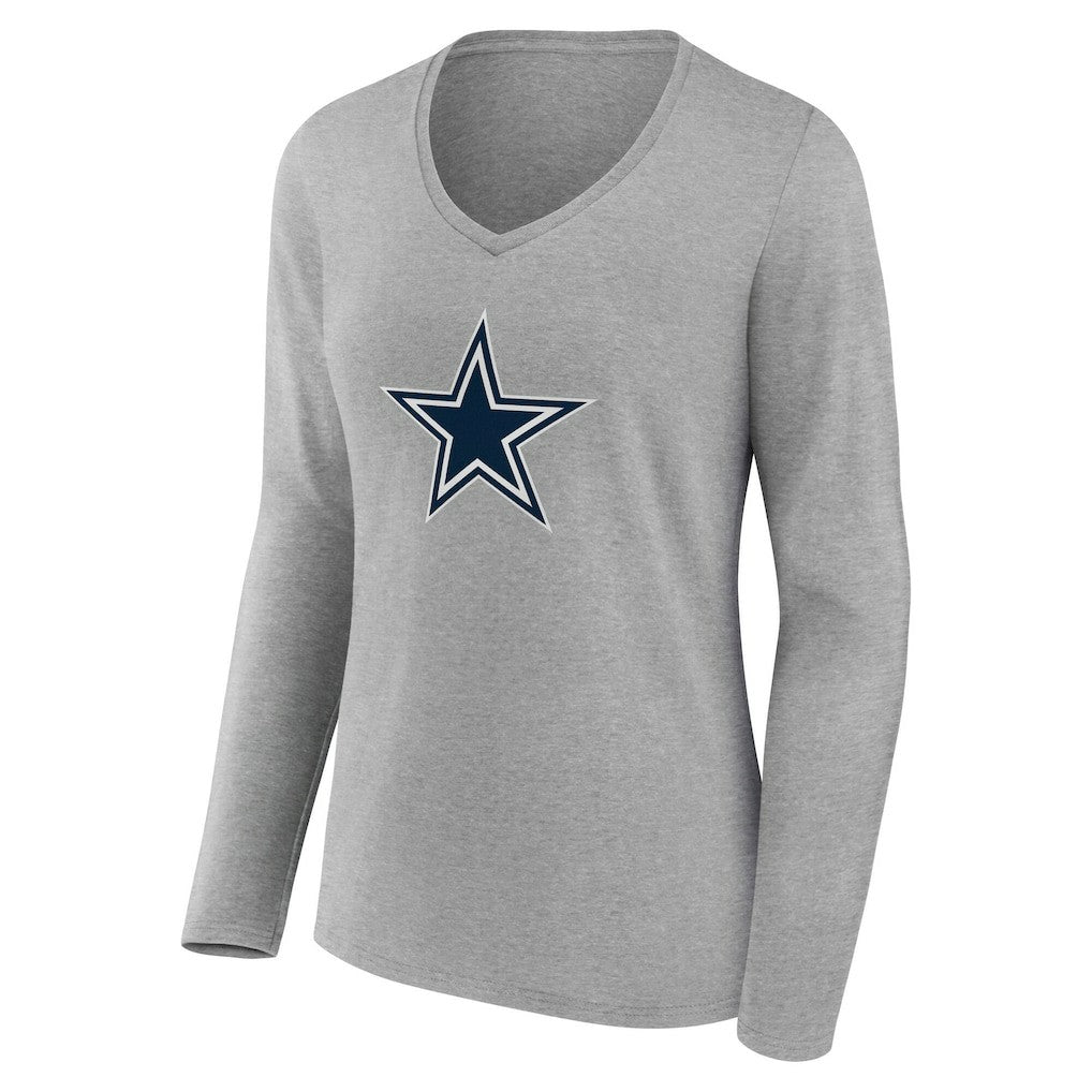 Women's Team Authentic Personalized Name & Number Long Sleeve V-Neck T-Shirt - Dallas Cowboys