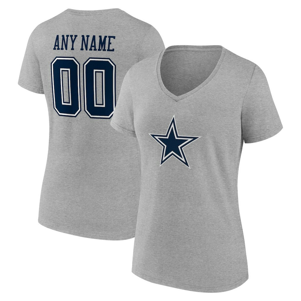 Women's Team Authentic Personalized Name & Number V-Neck T-Shirt - Dallas Cowboys