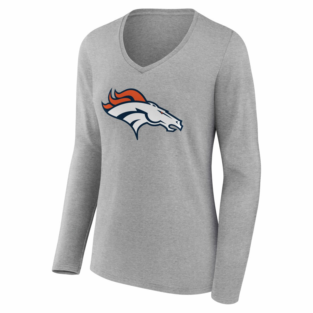 Women's Team Authentic Personalized Name & Number Long Sleeve V-Neck T-Shirt - Denver Broncos