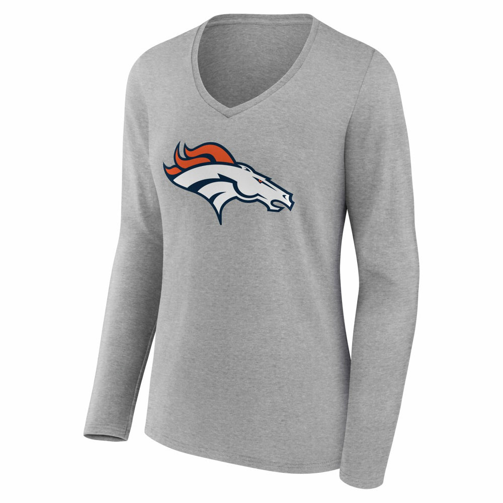 Women's Team Authentic Personalized Name & Number Long Sleeve V-Neck T-Shirt - Denver Broncos