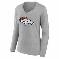 Women's Team Authentic Personalized Name & Number Long Sleeve V-Neck T-Shirt - Denver Broncos