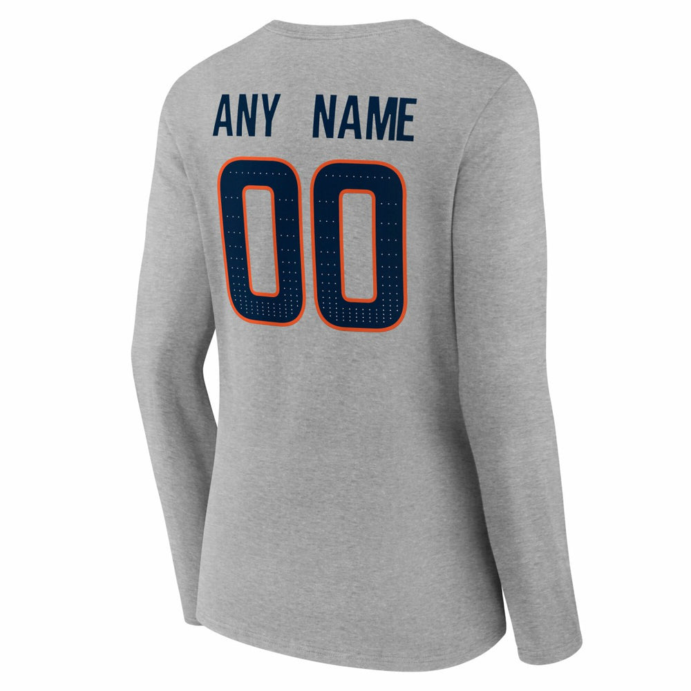 Women's Team Authentic Personalized Name & Number Long Sleeve V-Neck T-Shirt - Denver Broncos