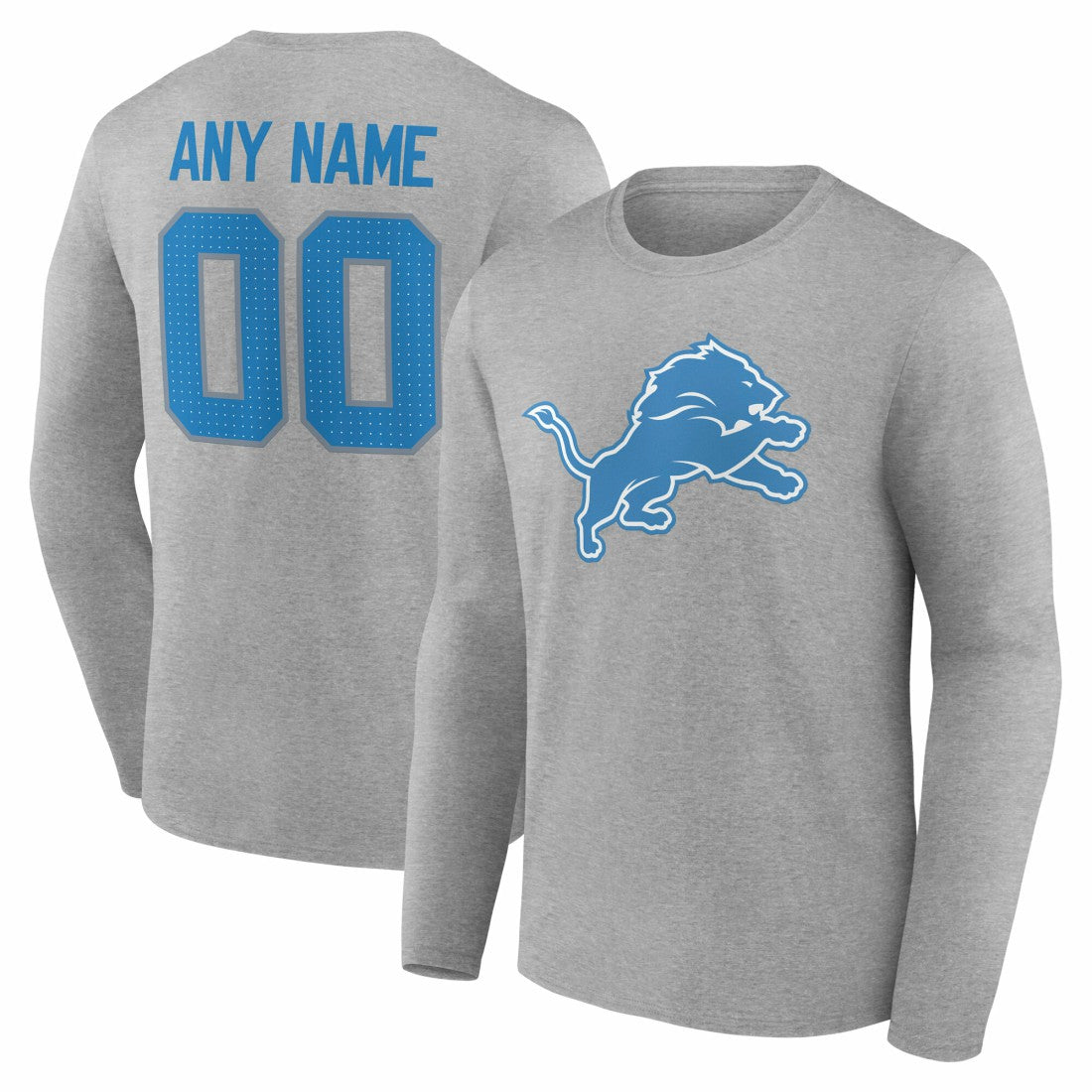 Team Authentic Personalized Name & Number Long Sleeve T-Shirt - Detroit Lions