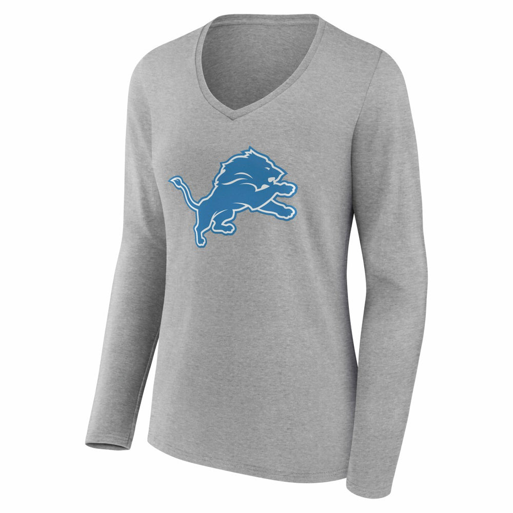 Women's Team Authentic Personalized Name & Number Long Sleeve V-Neck T-Shirt - Detroit Lions