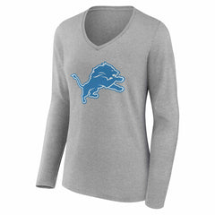 Women's Team Authentic Personalized Name & Number Long Sleeve V-Neck T-Shirt - Detroit Lions