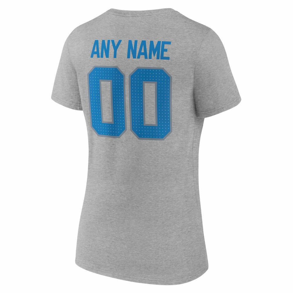 Women's Team Authentic Personalized Name & Number V-Neck T-Shirt - Detroit Lions