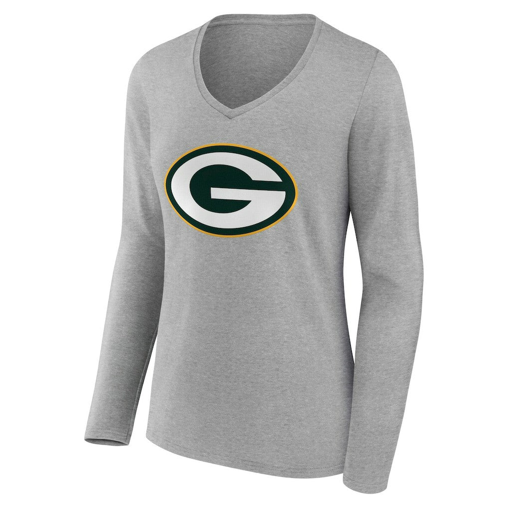 Women's Team Authentic Personalized Name & Number Long Sleeve V-Neck T-Shirt - Green Bay Packers