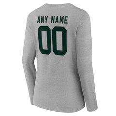 Women's Team Authentic Personalized Name & Number Long Sleeve V-Neck T-Shirt - Green Bay Packers