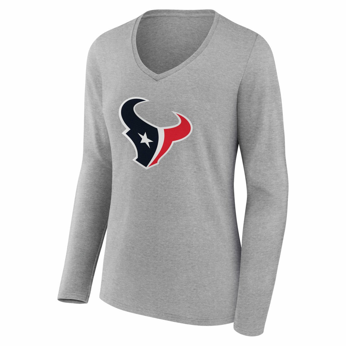 Women's Team Authentic Personalized Name & Number Long Sleeve V-Neck T-Shirt - Houston Texans
