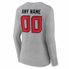Women's Team Authentic Personalized Name & Number Long Sleeve V-Neck T-Shirt - Houston Texans