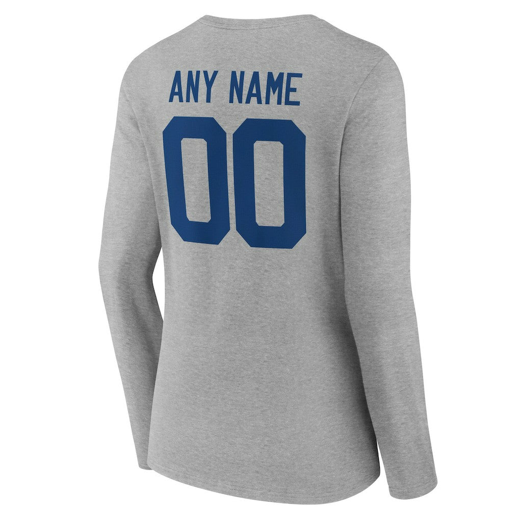 Women's Team Authentic Personalized Name & Number Long Sleeve V-Neck T-Shirt - Indianapolis Colts