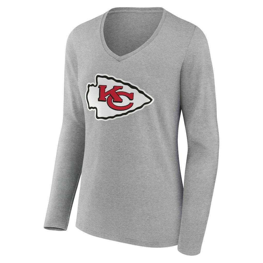 Women's Team Authentic Personalized Name & Number Long Sleeve V-Neck T-Shirt - Kansas City Chiefs