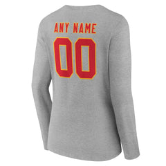 Women's Team Authentic Personalized Name & Number Long Sleeve V-Neck T-Shirt - Kansas City Chiefs