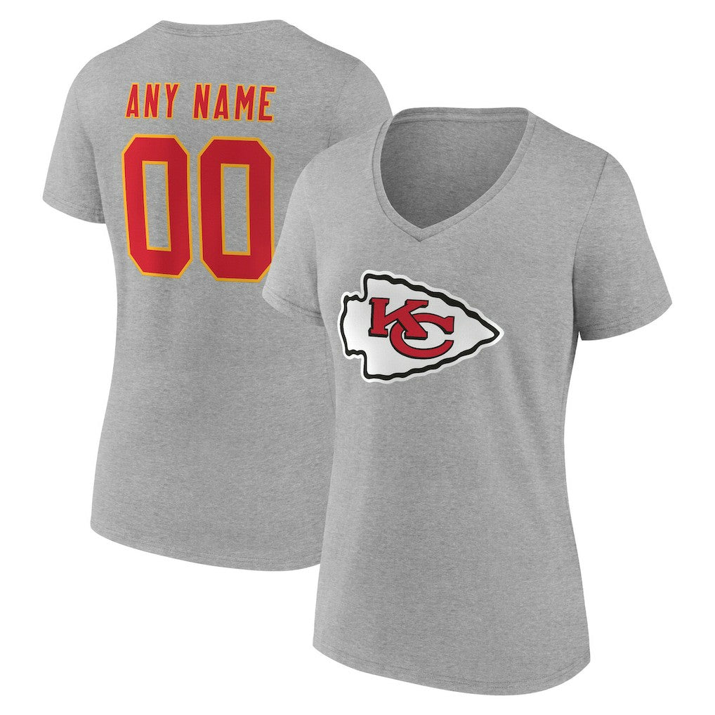Women's Team Authentic Personalized Name & Number V-Neck T-Shirt - Kansas City Chiefs