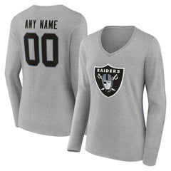 Women's Team Authentic Personalized Name & Number Long Sleeve V-Neck T-Shirt - Las Vegas Raiders
