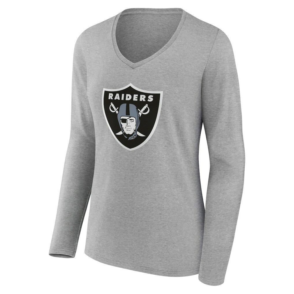 Women's Team Authentic Personalized Name & Number Long Sleeve V-Neck T-Shirt - Las Vegas Raiders