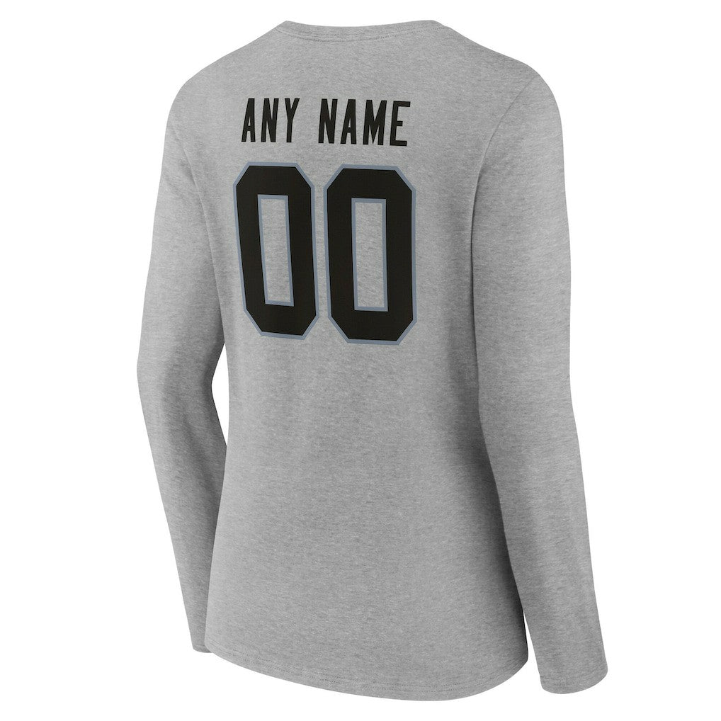 Women's Team Authentic Personalized Name & Number Long Sleeve V-Neck T-Shirt - Las Vegas Raiders