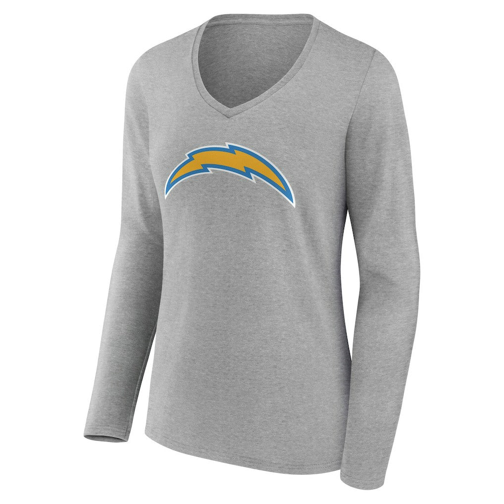 Women's Team Authentic Personalized Name & Number Long Sleeve V-Neck T-Shirt - Los Angeles Chargers