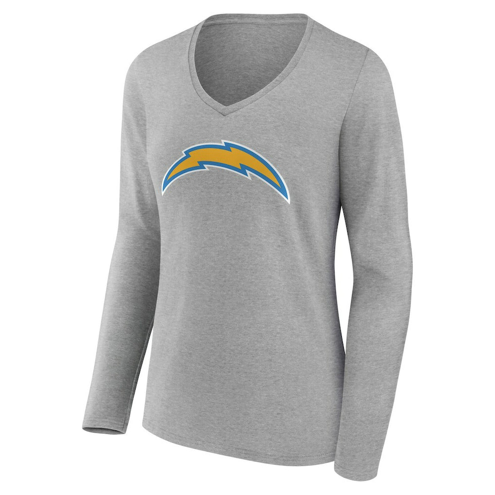 Women's Team Authentic Personalized Name & Number Long Sleeve V-Neck T-Shirt - Los Angeles Chargers