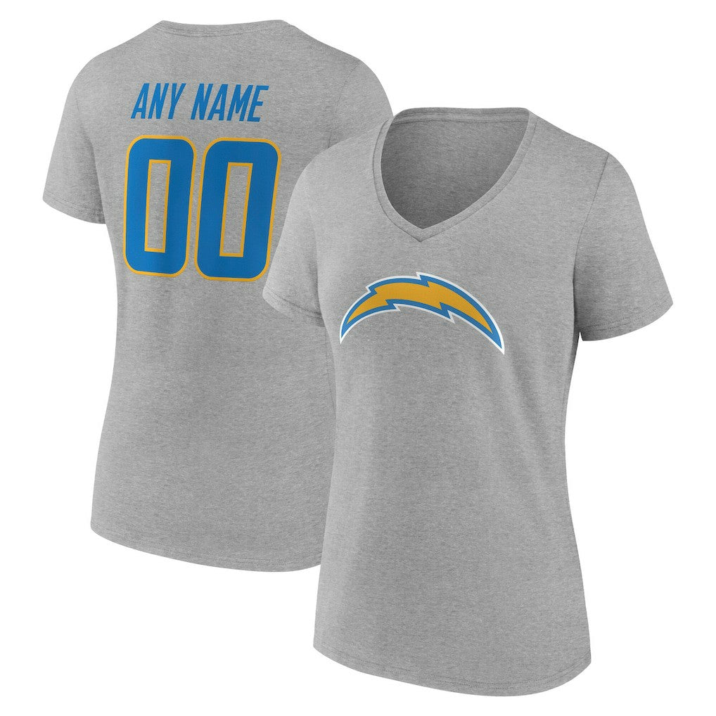 Women's Team Authentic Personalized Name & Number V-Neck T-Shirt - Los Angeles Chargers