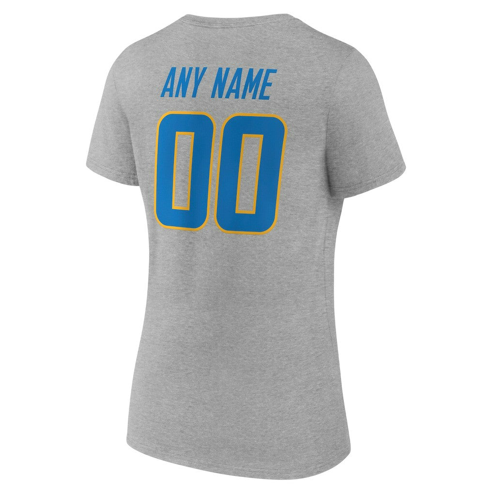 Women's Team Authentic Personalized Name & Number V-Neck T-Shirt - Los Angeles Chargers